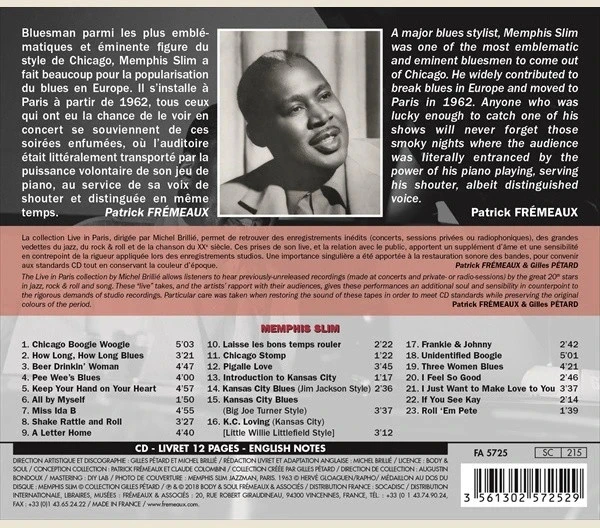 CD Memphis Slim "Live In Paris - 27 Mai 1961" – photo 2